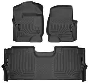 Ford F250 Floor Liners - Front + Rear - Husky Liners - Weatherbeater - Black - `17-`19